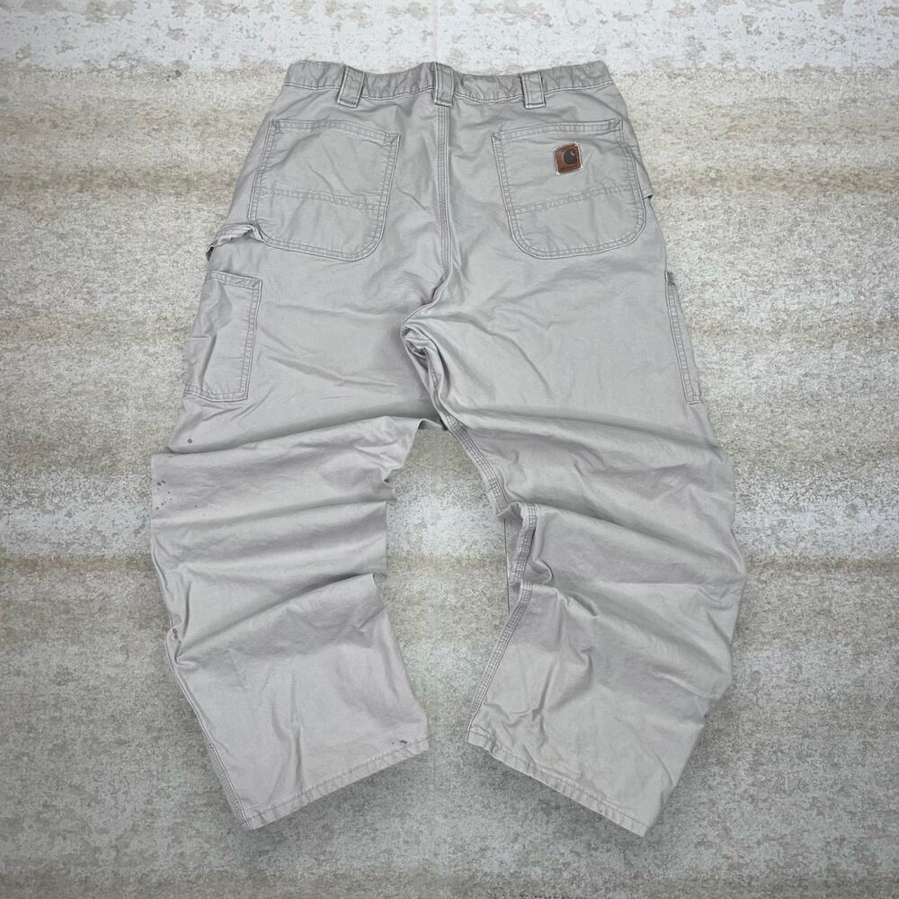 Vintage 90s Carhartt Carpenter Pants 38x30 Baggy Light Tan Canvas Work Wear